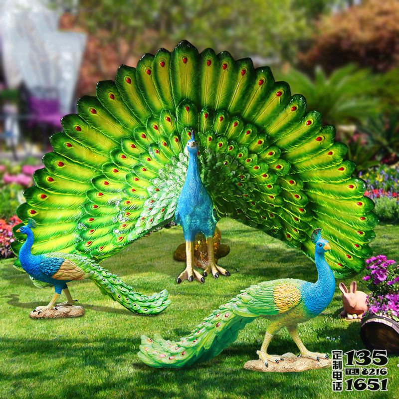 公園玻璃鋼彩繪仿真動(dòng)物孔雀雕塑 公園玻璃鋼彩繪仿真動(dòng)物孔雀雕塑